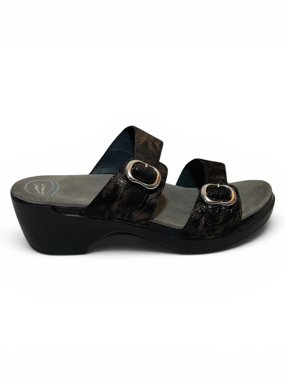 Dansko Sophie Metallic Python Leather Slide Wedge Sandals Size EU 41